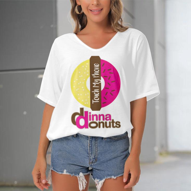 Funny Donut Donut Lover Women's Bat Sleeves V-Neck Blouse