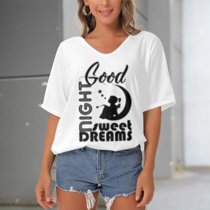 Good Night Sweet Dreams Women's Bat Sleeves V-Neck Blouse