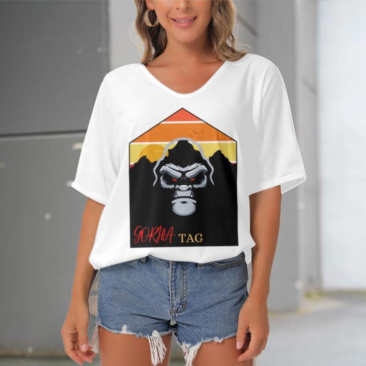 Gorilla Tag Pfp Maker Gorilla Tag Mountain Women's Bat Sleeves V-Neck Blouse