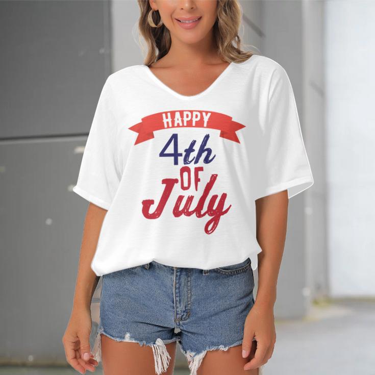 Happy 4Th Of July Independence Day V2 Women's Bat Sleeves V-Neck Blouse