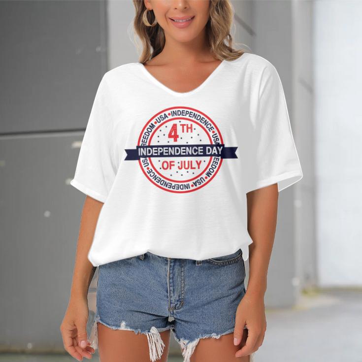 Happy 4Th Of July Usa Freedom Women's Bat Sleeves V-Neck Blouse