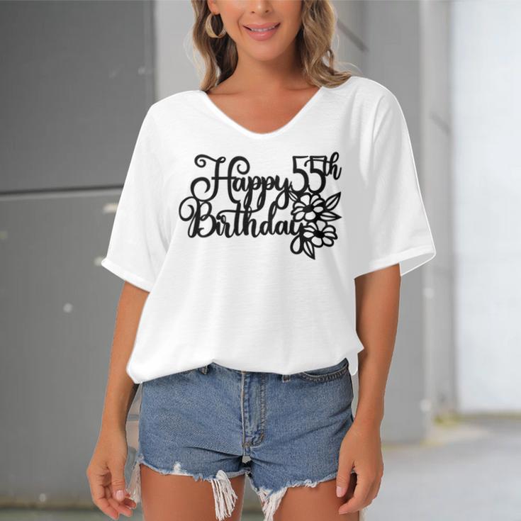 Happy Birthday Th V5 Women's Bat Sleeves V-Neck Blouse