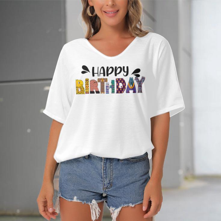 Happy Birthday V2 Women's Bat Sleeves V-Neck Blouse