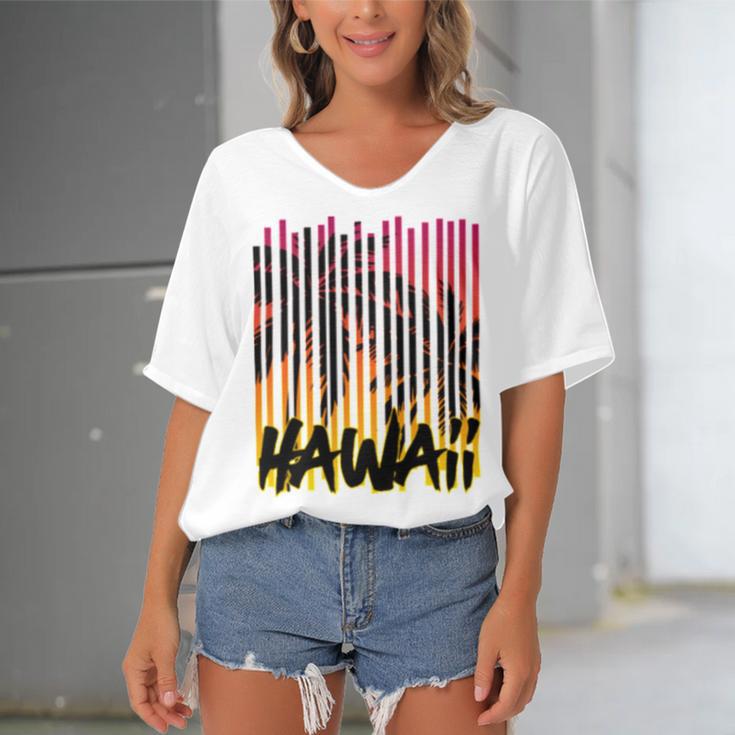 Hawaii V2 Women's Bat Sleeves V-Neck Blouse