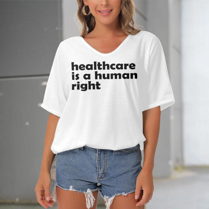 Healthcare Is A Human Right Women's Bat Sleeves V-Neck Blouse