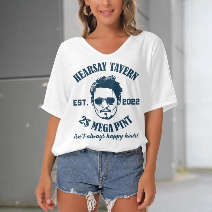 Hearsay Tavern Est 2022 Mega Pint Isnt Always Happy Hour Women's Bat Sleeves V-Neck Blouse