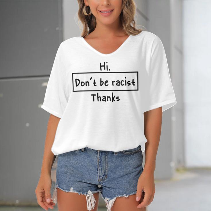 Hi Dont Be Racist Thanks V2 Women's Bat Sleeves V-Neck Blouse