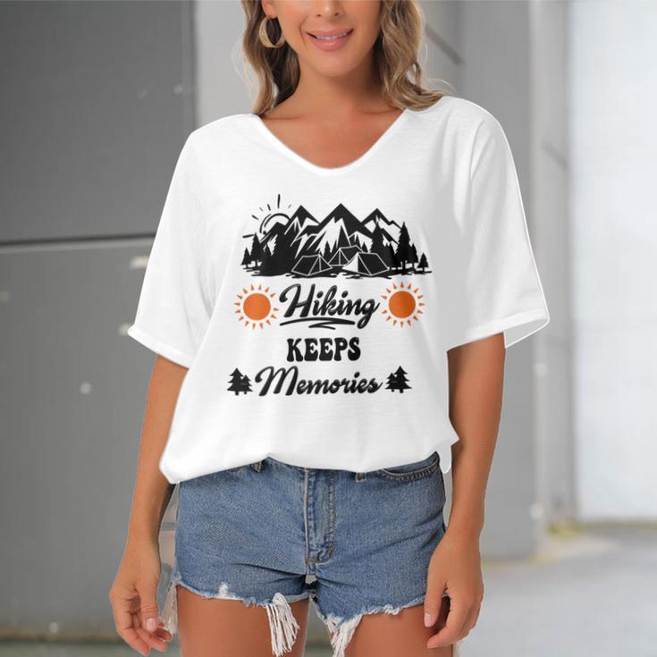 Hiking Keeps Memories V2 Women's Bat Sleeves V-Neck Blouse