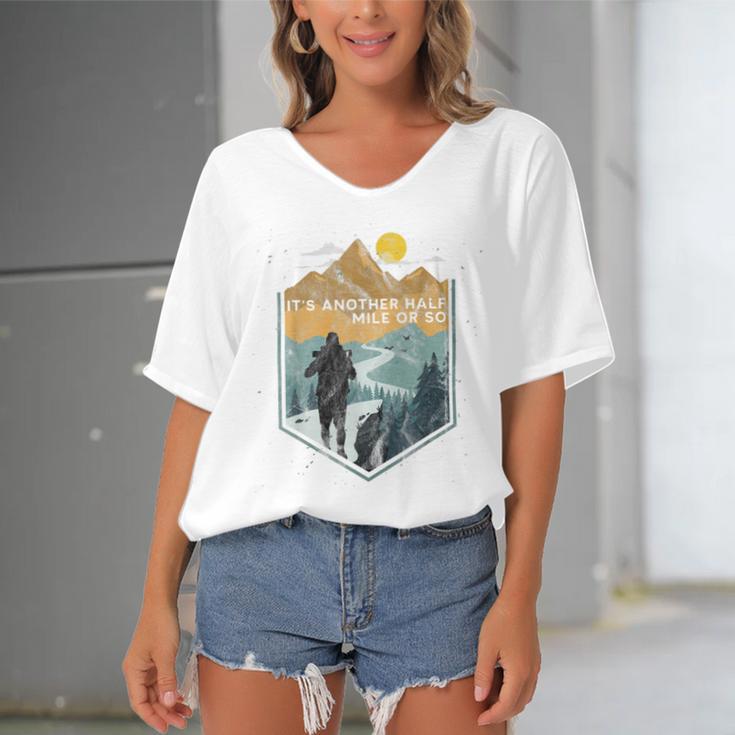 Hiking With My Puppy Good Day So Wave Women's Bat Sleeves V-Neck Blouse