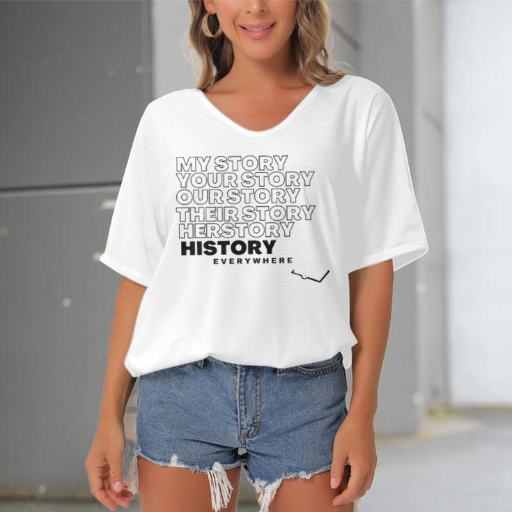 History Herstory Our Story Everywhere Women's Bat Sleeves V-Neck Blouse