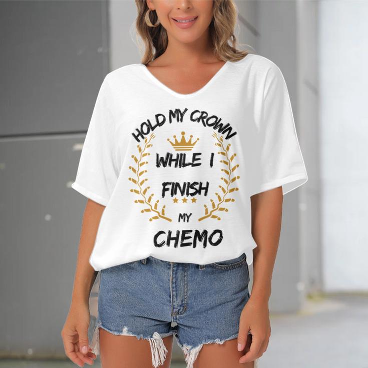 Hold My Crown While I Finish My Chemo V6 Women's Bat Sleeves V-Neck Blouse