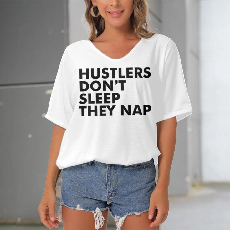 Hustlers Dont Sleep They Nap V2 Women's Bat Sleeves V-Neck Blouse