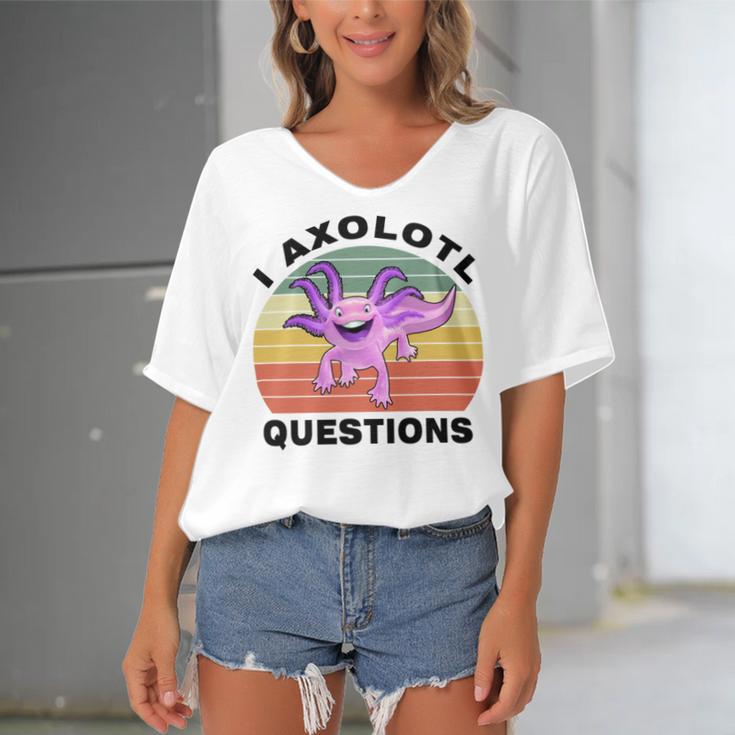 I Axlotl Questions Cute Axlotl V2 Women's Bat Sleeves V-Neck Blouse