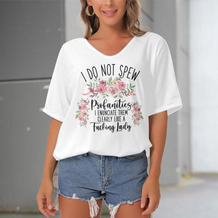 I Do Not Spew Profanities Women's Bat Sleeves V-Neck Blouse