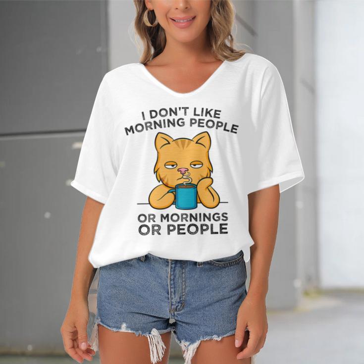 I Dont Like Morning People Or Mornings Or People V2 Women's Bat Sleeves V-Neck Blouse