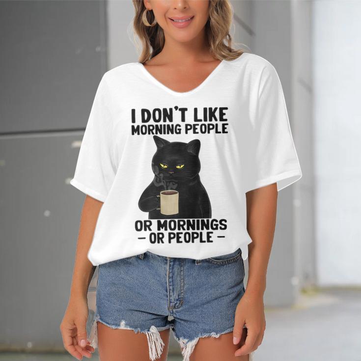 I Dont Like Morning People Or Mornings Or People V3 Women's Bat Sleeves V-Neck Blouse