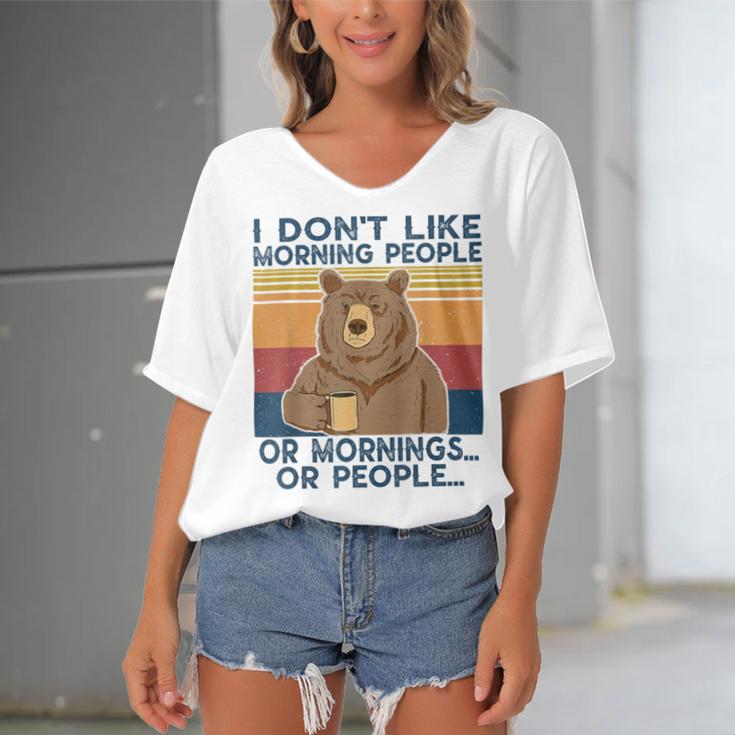 I Dont Like Morning People Or Mornings Or People Women's Bat Sleeves V-Neck Blouse