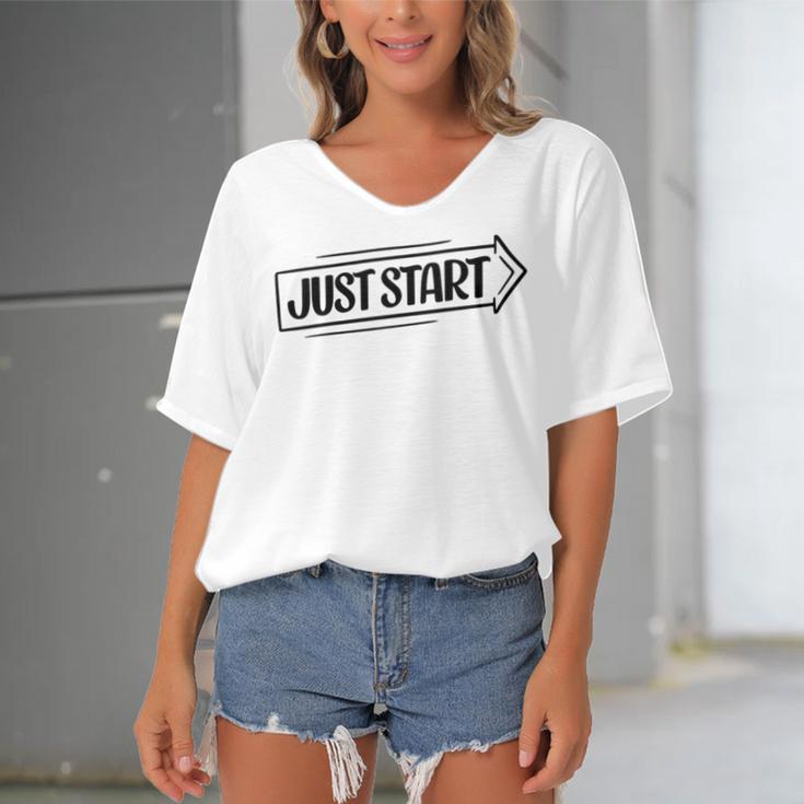 Just Start 98 Trending Shirt Women's Bat Sleeves V-Neck Blouse