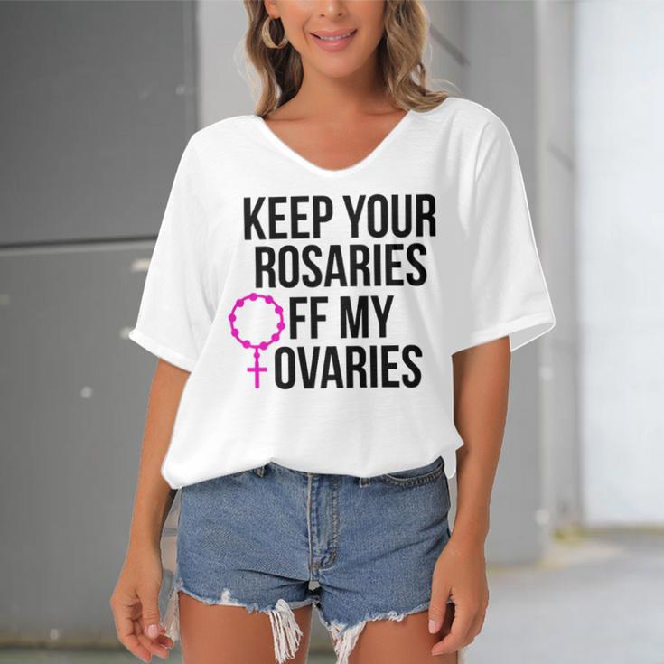 Keep Your Rosaries Off My Ovaries My Uterus My Choice Women's Bat Sleeves V-Neck Blouse