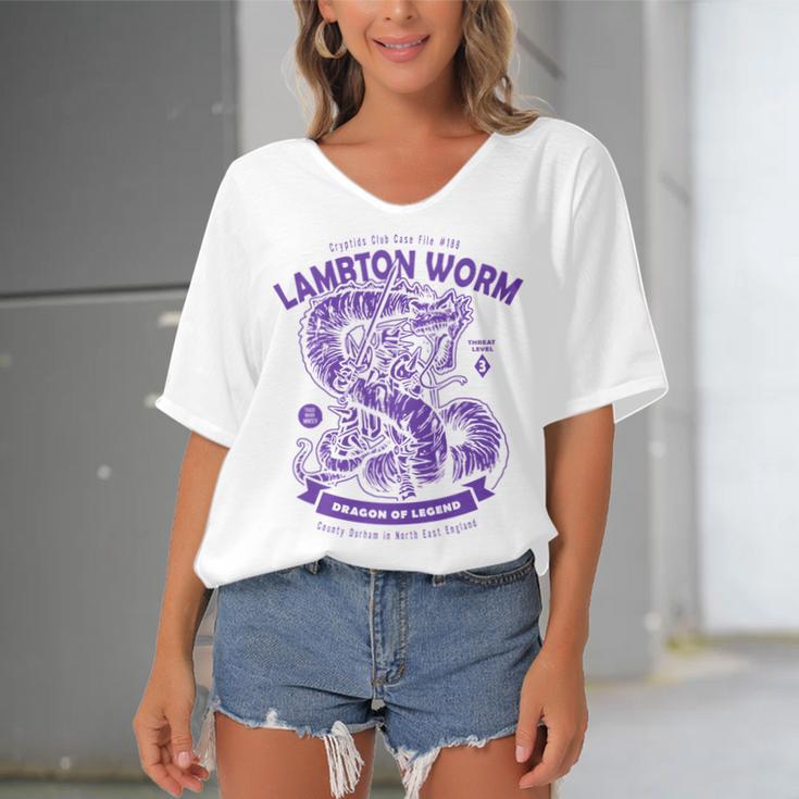 Lambton Worm 183 Trending Shirt Women's Bat Sleeves V-Neck Blouse