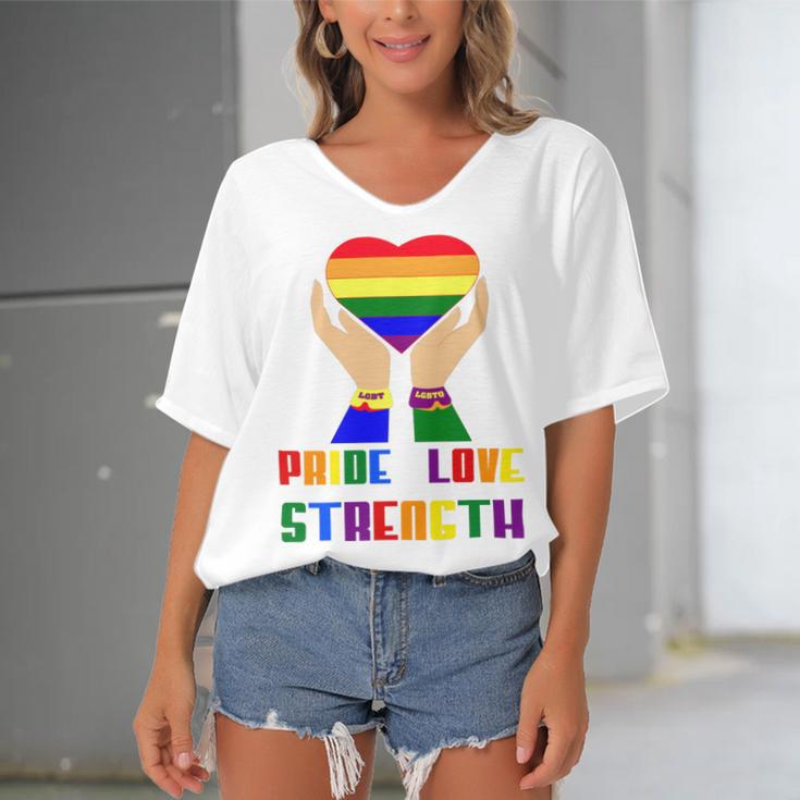 Lgbt Pride Month Lgbt History Month Slogan Shirt Lgbt Love Heart Women's Bat Sleeves V-Neck Blouse