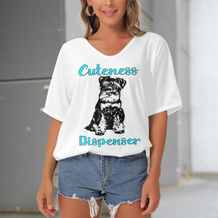 Miniature Schnauzer At Home Cuteness Dispenser Multi Tasking Dog Women's Bat Sleeves V-Neck Blouse