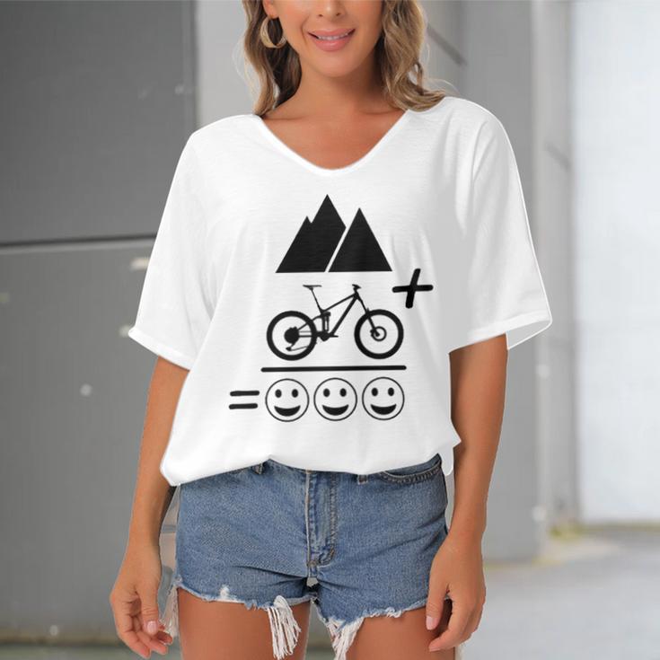 Mountain Biking Funny - Mountain Bike Happiness 194 Shirt Women's Bat Sleeves V-Neck Blouse