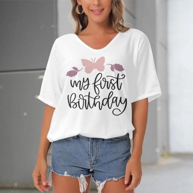 My First Birthday Women's Bat Sleeves V-Neck Blouse