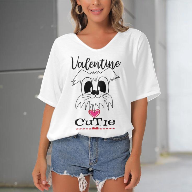 My Valentine Puppy Cutie Women's Bat Sleeves V-Neck Blouse