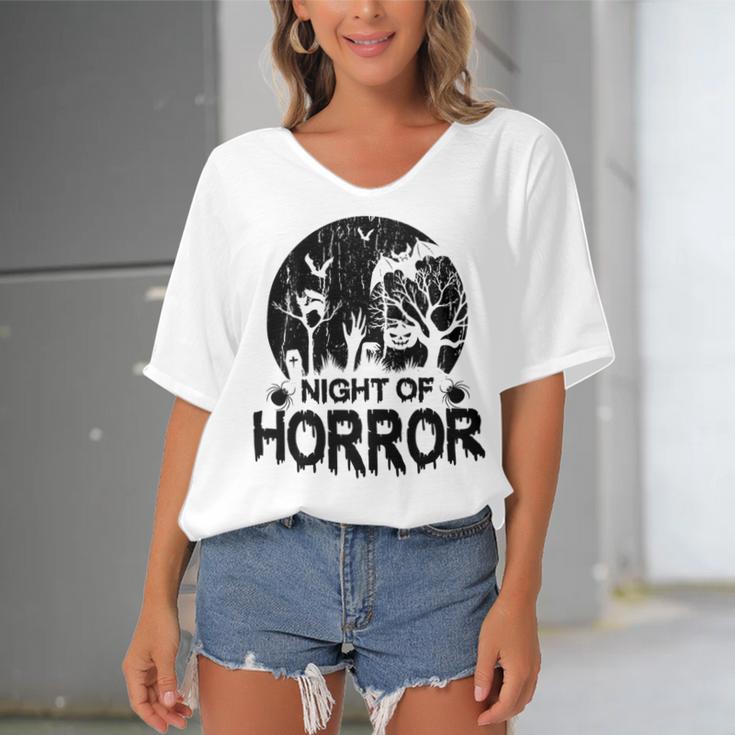 Night Of Horror 146 Shirt Women's Bat Sleeves V-Neck Blouse