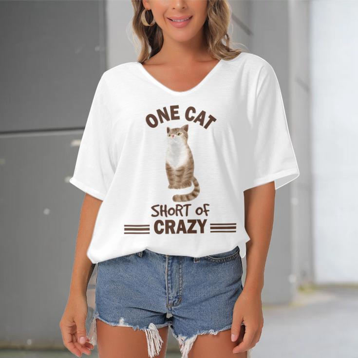 One Cat Short Of Crazy Women's Bat Sleeves V-Neck Blouse