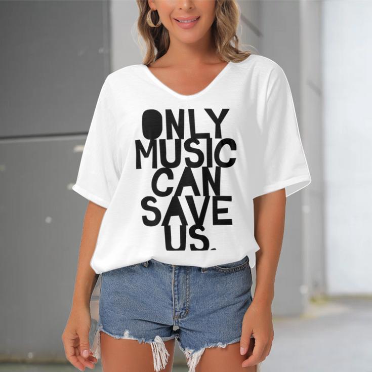 Only Music Can Save Us Women's Bat Sleeves V-Neck Blouse