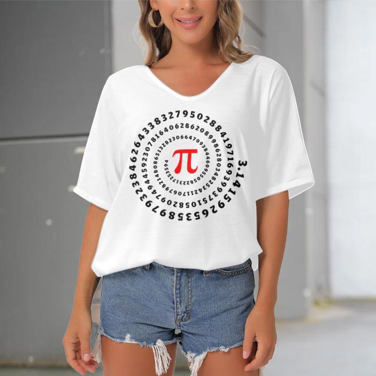 Pi Π Spiral Science Mathematics Math Irrational Number Sequence Women's Bat Sleeves V-Neck Blouse