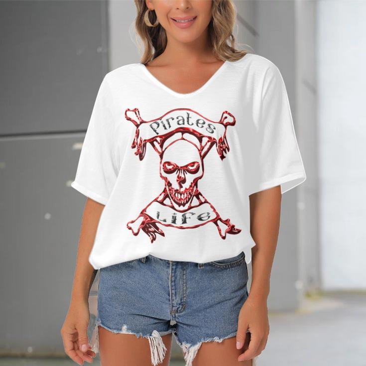 Pirates Life Talk Like A Pirate Day Women's Bat Sleeves V-Neck Blouse