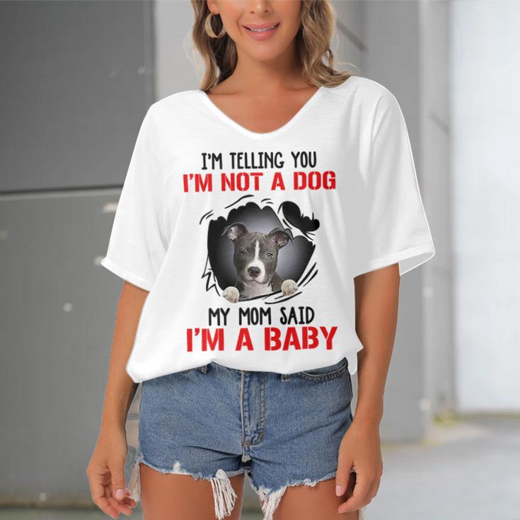 Pitbull Im Telling You Im Not A Dog 789 Shirt Women's Bat Sleeves V-Neck Blouse