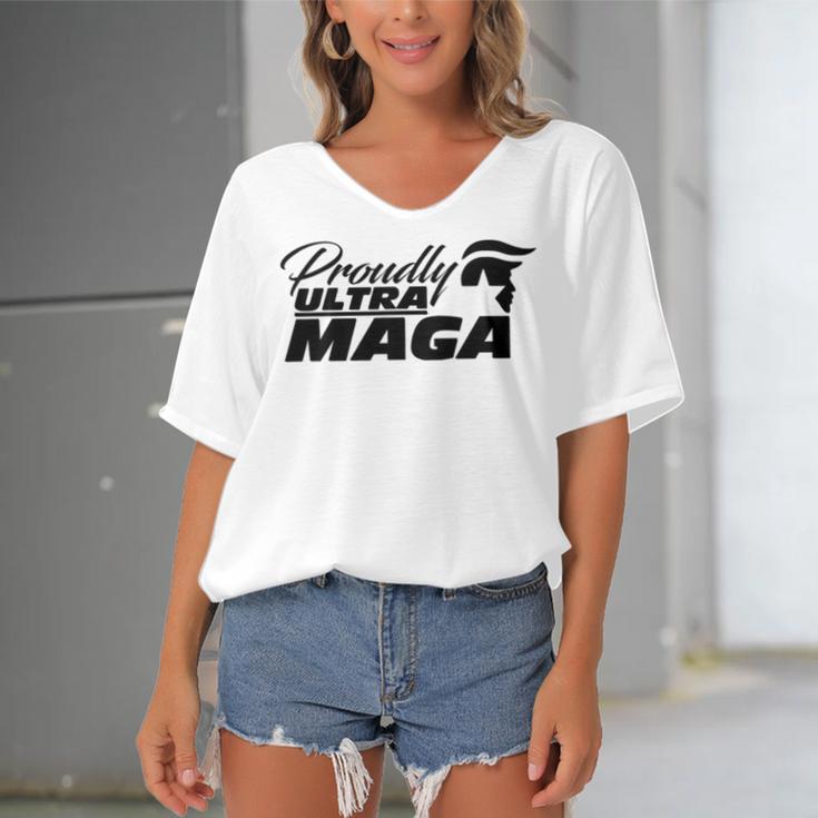 Proudly Ultra Maga Decallets Go Brandontrump Was Rightmandate Freedom Sticker Women's Bat Sleeves V-Neck Blouse