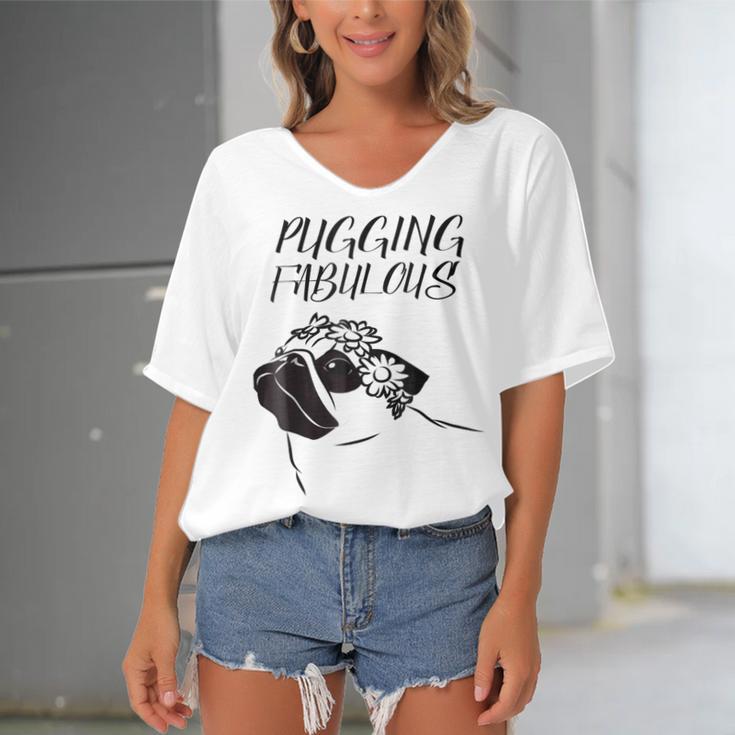 Pugging Fabulous Pug Lovers Women's Bat Sleeves V-Neck Blouse