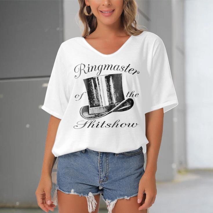 Ringmaster Of The Shitshow Women's Bat Sleeves V-Neck Blouse