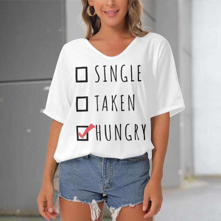 Single Taken Hungry 566 Trending Shirt Women's Bat Sleeves V-Neck Blouse