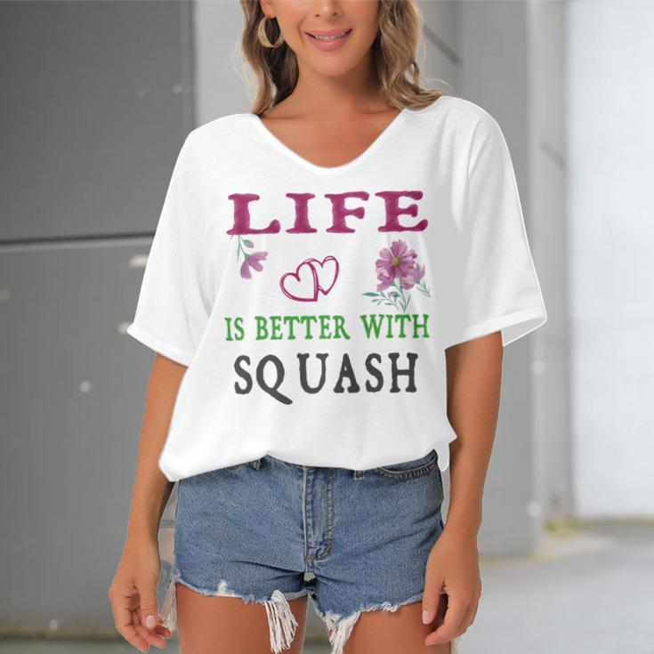 Squash Sport Lover Life Is Better With Squash Women's Bat Sleeves V-Neck Blouse