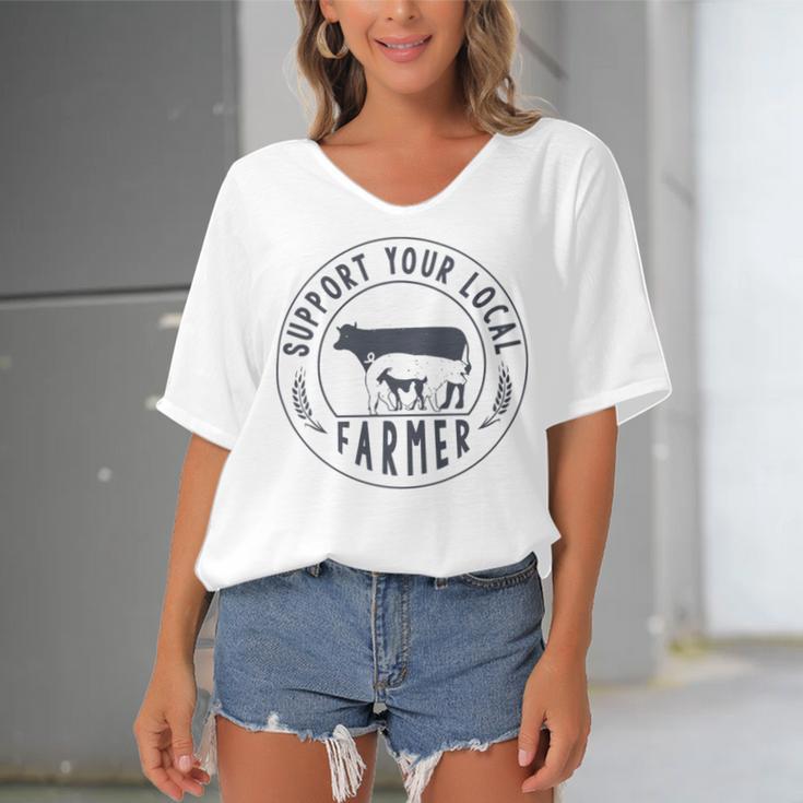 Support Your Local Farmer Women's Bat Sleeves V-Neck Blouse