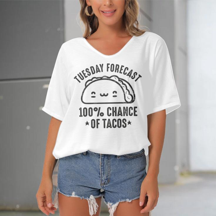 Tasty Taco Tuesday Forecast 100 Chance Of Tacos Women's Bat Sleeves V-Neck Blouse