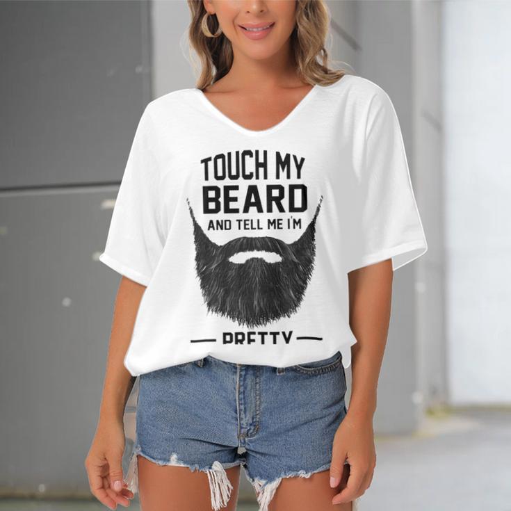 Touch My Beard And Tell Me Im Pretty 289 Shirt Women's Bat Sleeves V-Neck Blouse