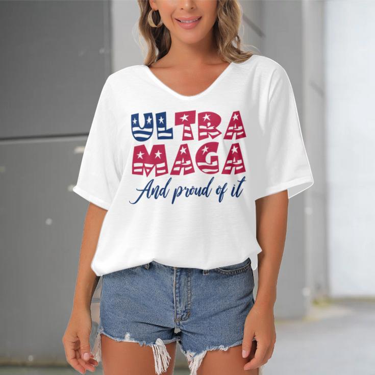 Ultra Maga And Proud Of It A Ultra Maga And Proud Of It V5 Women's Bat Sleeves V-Neck Blouse