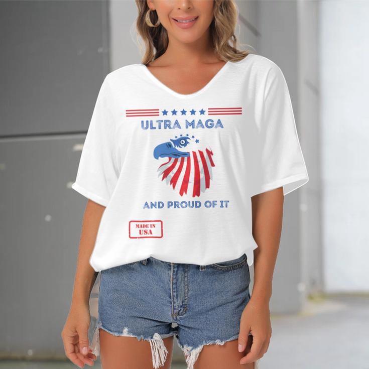 Ultra Maga And Proud Of It V12 Women's Bat Sleeves V-Neck Blouse