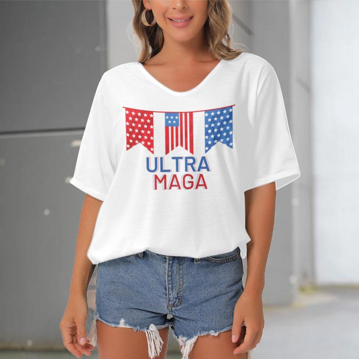 Ultra Maga And Proud Of It V13 Women's Bat Sleeves V-Neck Blouse