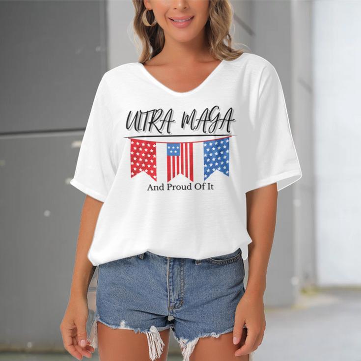 Ultra Maga And Proud Of It V15 Women's Bat Sleeves V-Neck Blouse