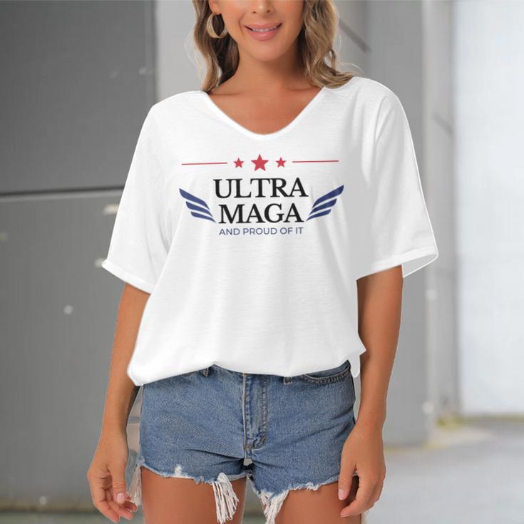 Ultra Maga And Proud Of It V16 Women's Bat Sleeves V-Neck Blouse