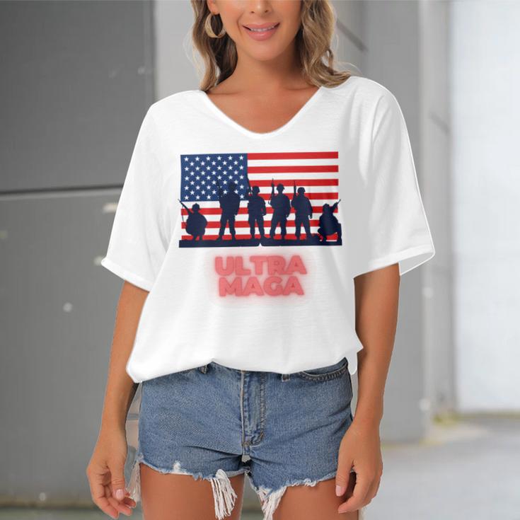 Ultra Maga And Proud Of It V21 Women's Bat Sleeves V-Neck Blouse