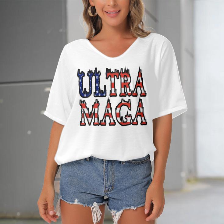 Ultra Maga V26 Women's Bat Sleeves V-Neck Blouse